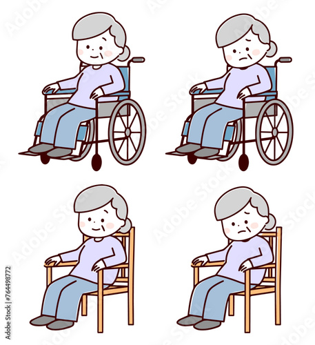 車椅子に座るシニア女性