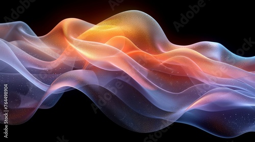  An AI-generated photo shows a white and orange smoke wave against a dark backdrop © Nadia