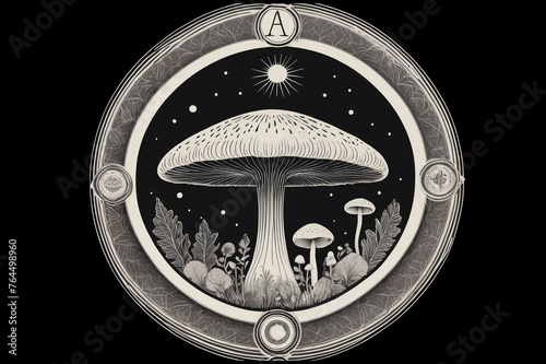 Poisonous mushrooms on the tarot card. Fortune telling and spiritualism concept