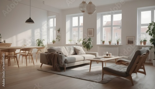 Contemporary interior design modern living room with window   © Gia