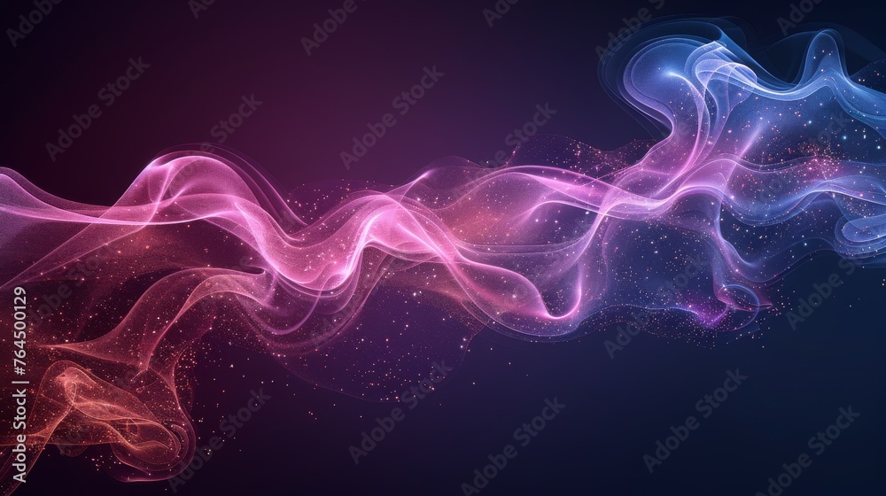  Colorful smoke on a black background with a pink, purple swirl on the right side and a blue, pink swirl on the left