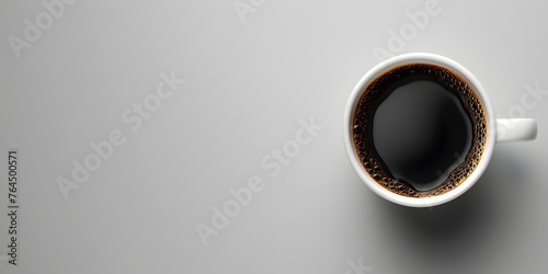 Simplistic Contrast of Black Coffee in White Cup on Minimalist Grey Background