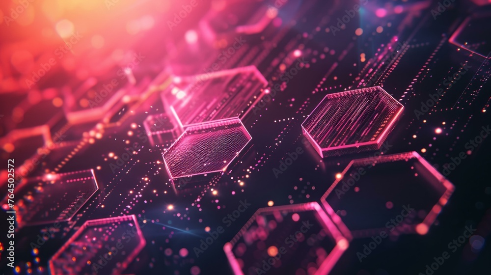 Obraz premium Bstract futuristic luxurious digital geometric technology hexagon background banner illustration