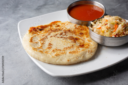 A view of a pupusas entree. photo