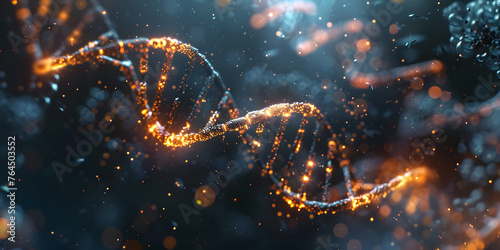 A background of DNA strands with an abstract science theme, Symptoms of hereditary heart diseases diagnosis of genetic diseases concept Gene editing biotechnology engineering Wireframe light structure