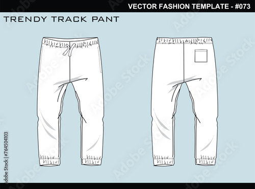 TECH PACK TRENDY TRACK PANT FASHION EASY EDITABLE TECHNICAL FLAT SKETCH ILLUSTRATION DESIGN.eps