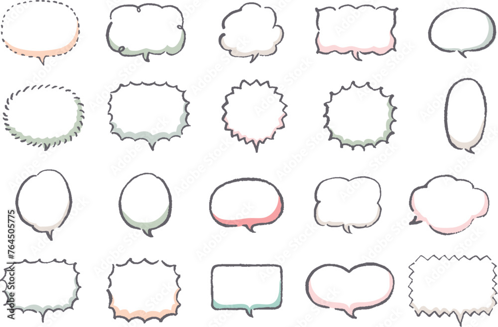 Fototapeta premium 手書きの吹き出しイラスト フレームセット