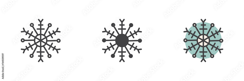 Snowflake different style icon set Snowflake different style icon set