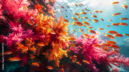 Undersea Adventure, Diving in a Coral Reef with Colorful Marine Life