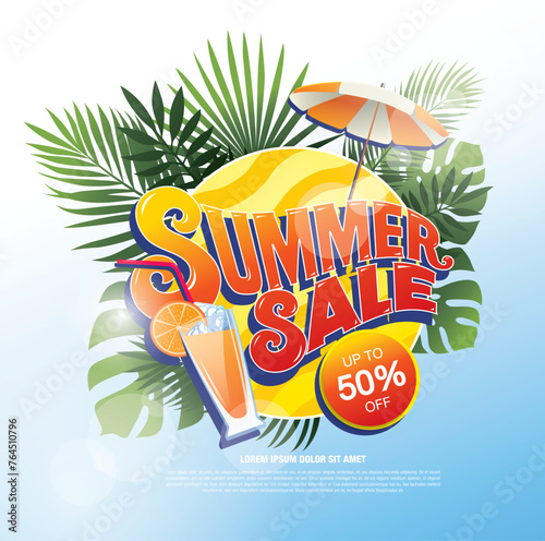 Summer sale banner design vector illustration