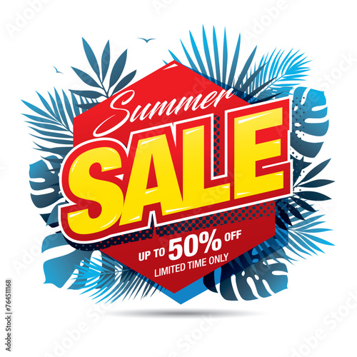 Summer sale banner design vector illustration