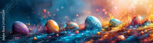 Artistic interpretation of Easter, abstract designs with Easter symbols, vibrant colors, and dynamic shapes