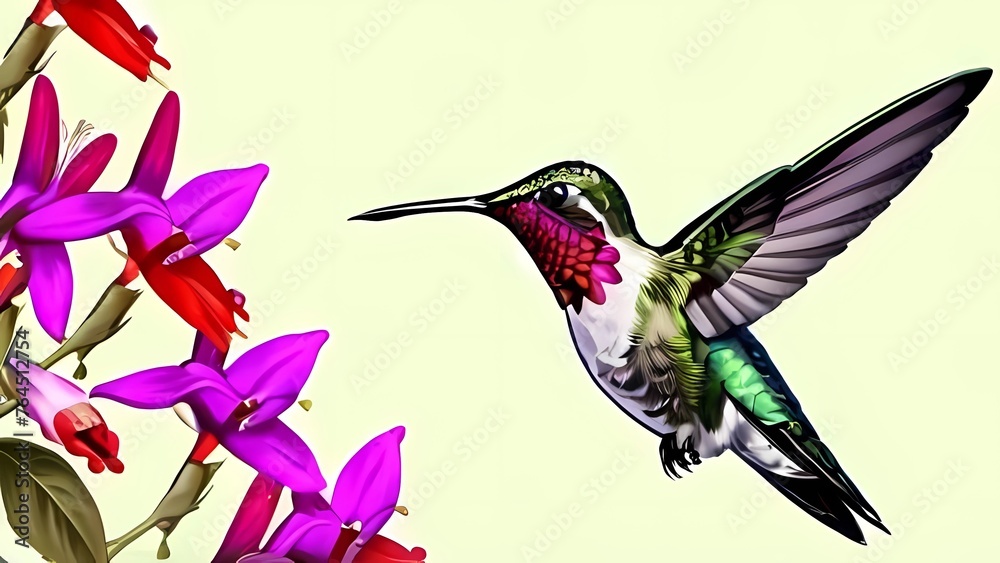 Obraz premium hummingbird and flowers