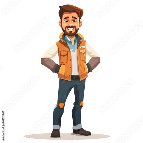 Cheerful Male Pollution Analyst in Flat Design