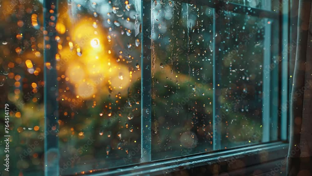 home window with raindrops after summer rain. seamless looping overlay 4k virtual video animation background