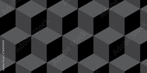 Modern dark Black and gray grid wallpaper backdrop from cube diagonal pattern texture background. Geometric seamless pattern cube. Cubes mosaic shape vector design.