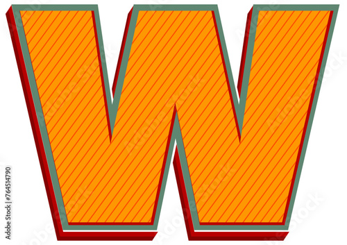 Letter W, Retro Orange Alphabet