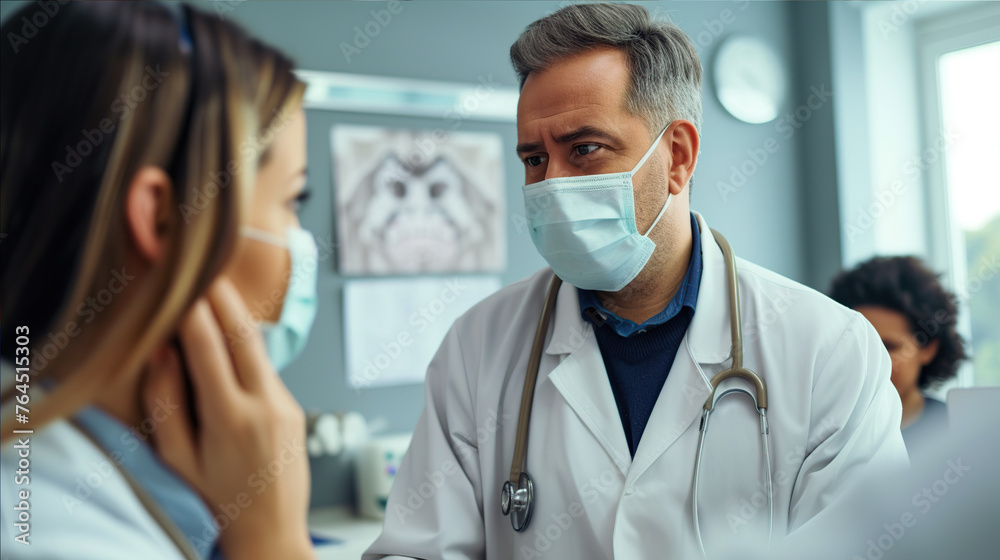 the patient is sitting at a doctor's appointment in his office, the doctor listens attentively the patient is sitting at a doctor's appointment in his office, the doctor listens attentively