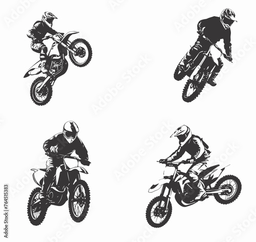 Motocross drivers silhouette. Vector illustration