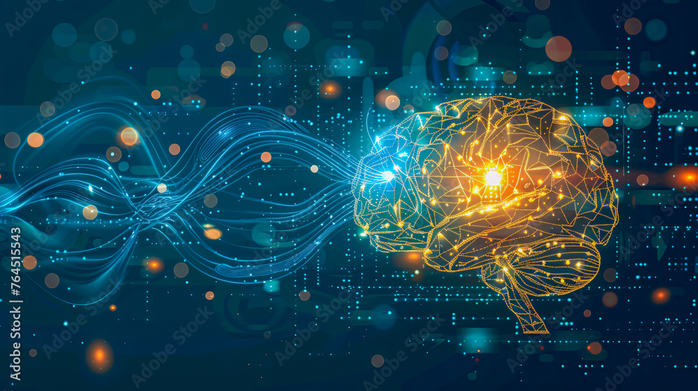 Digital brain network, futuristic artificial intelligence in cyber space