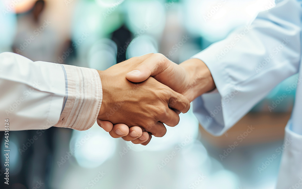 Doctor and patient shaking hands,created with Generative AI tecnology. Doctor and patient shaking hands,created with Generative AI tecnology.