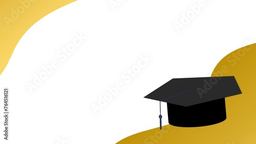 Graduation day animated background illustration with graduation cap animation