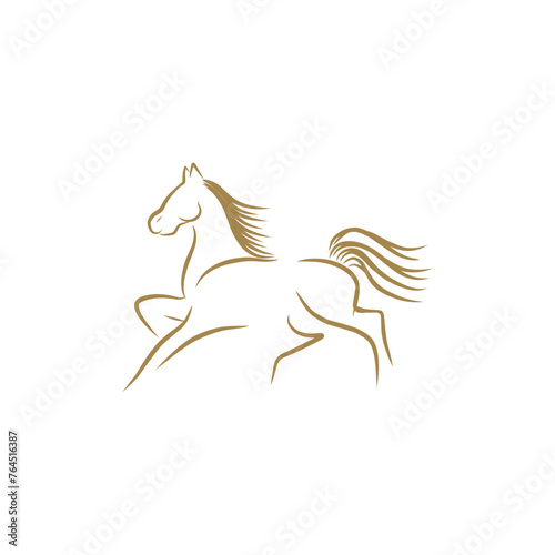 Horse line art logo design template