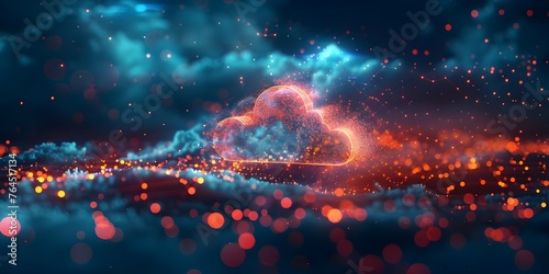 Futuristic Cloud Technology and Data Storage Infrastructure: Abstract Image. Concept Technology, Cloud Computing, Data Storage, Futuristic, Abstract Image