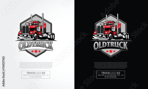 Old Truck Vector Logo Template. Logo for transport companies or for any project related to shipping, transportation, freight. 