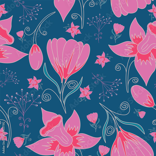 Vector seamless pattern floral pattern. Tropical botanical trendy pattern