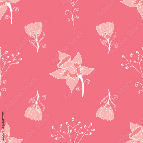 Vector seamless pattern floral pattern. Tropical botanical trendy pattern