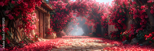  Bougainvillaea on Alley ,
Floral street in central Italy in the small Umbrian photo