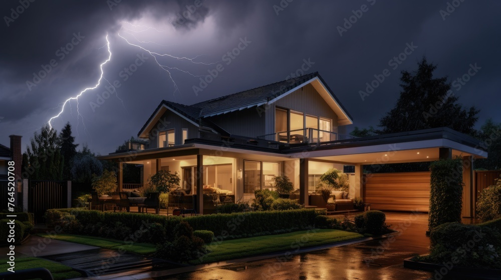 Lighting storm over a suburban house Lighting storm over a suburban house