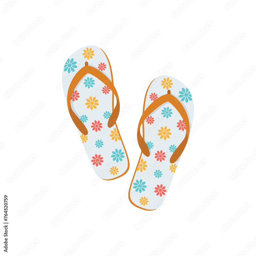 Beach slates. Yellow beach flip-flops. Summer beach shoes. Light shoes. Vector illustration isolated on a white background Beach slates. Yellow beach flip-flops. Summer beach shoes. Light shoes. Vector illustration isolated on a white background