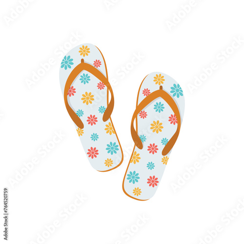Beach slates. Yellow beach flip-flops. Summer beach shoes. Light shoes. Vector illustration isolated on a white background