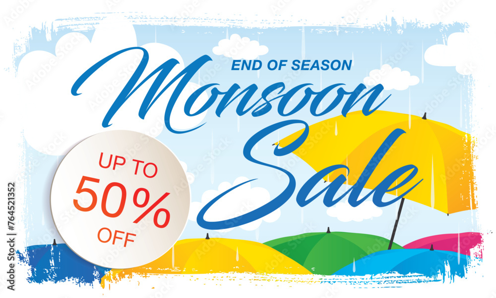 Monsoon sale banner template design