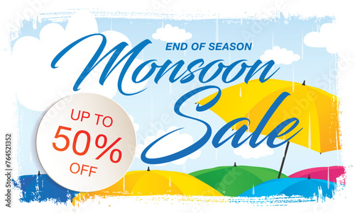 Monsoon sale banner template design