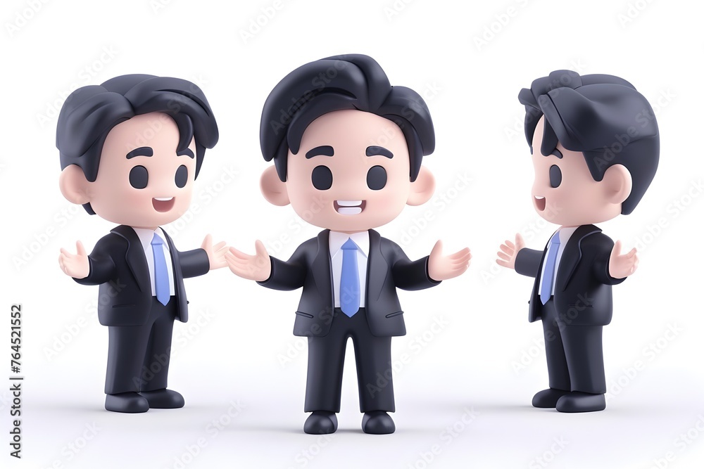 Three Cheerful 3D Businessmen with Expressive Body Language Three Cheerful 3D Businessmen with Expressive Body Language