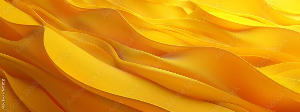 Obraz premium Yellow background with dimensional wave elements in different shades, representing the flow and movement associated with business growth or construction project progress