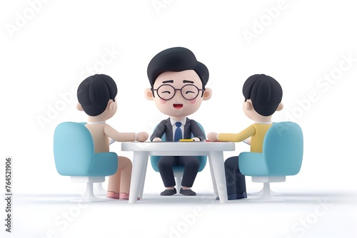 Business Meeting in Cartoon Style with Co-workers
