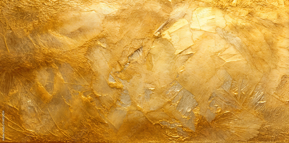Gold brush stroke and texture golden. Abstract oil paint golden texture background, pattern of gold brush strokes. Golden texture brush stroke used as background. - obrazy, fototapety, plakaty 