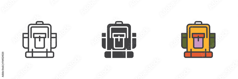 Backpack different style icon set