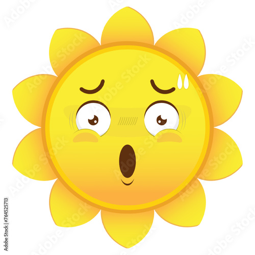 sun surprised face cartoon cute
