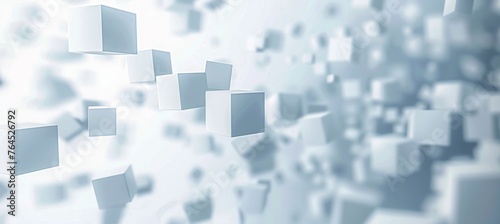 Abstract white background with cubes and blocks in different sizes. Modern vector illustration for technology, science or architecture concept. Abstract white background with cube boxes 