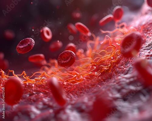 Witness the intricate choreography of clot formation as platelets lead the dance, followed by the intricate weaving of a fibrin mesh, with red blood cells completing the scene.