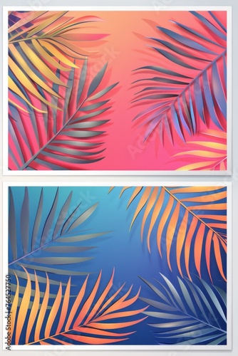 Two banners featuring vibrant palm leaves. Perfect for summer promotions