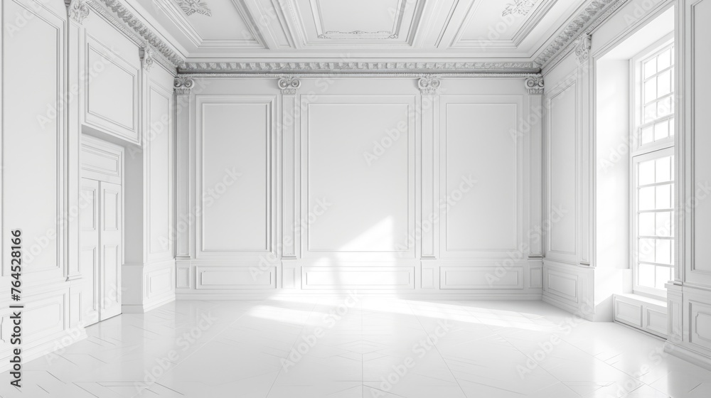 Fototapeta premium Minimalistic white room with no furniture, perfect for interior design projects