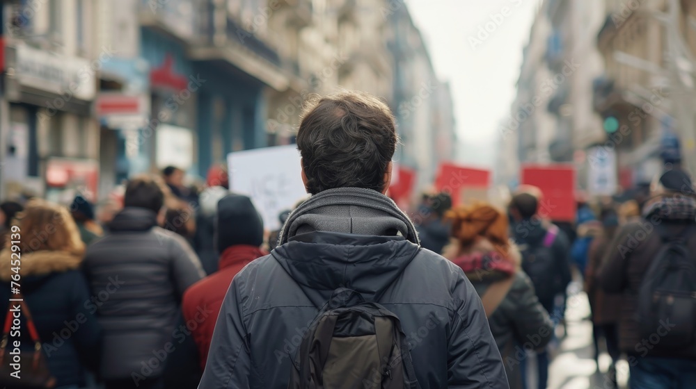 Group of protesters, Activists protest on the street