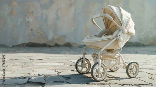 Baby stroller sitting on the ground, perfect for parenting blogs