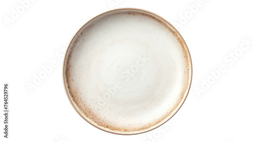 Empty ceramic round plate isolated on transparent and white background.PNG image.